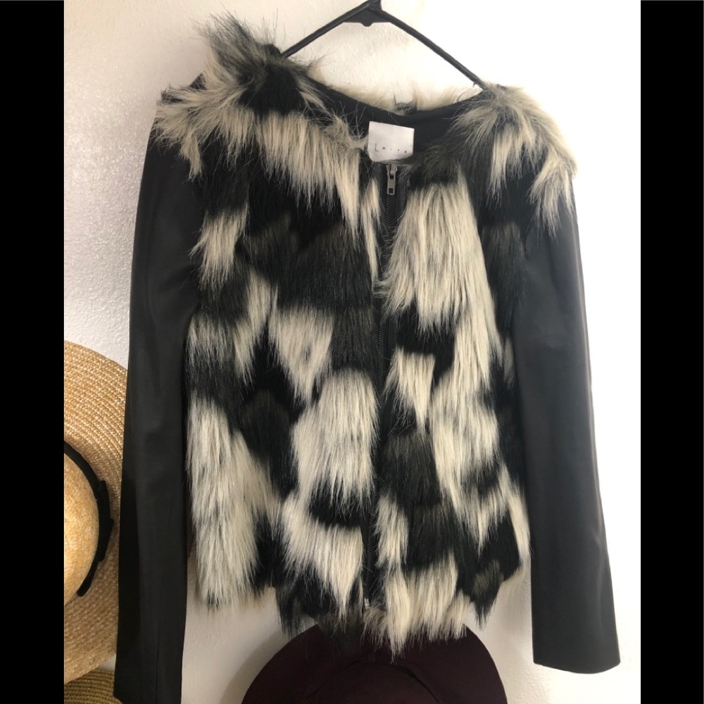 Leith Faux Fur & Faux Leather Jacket